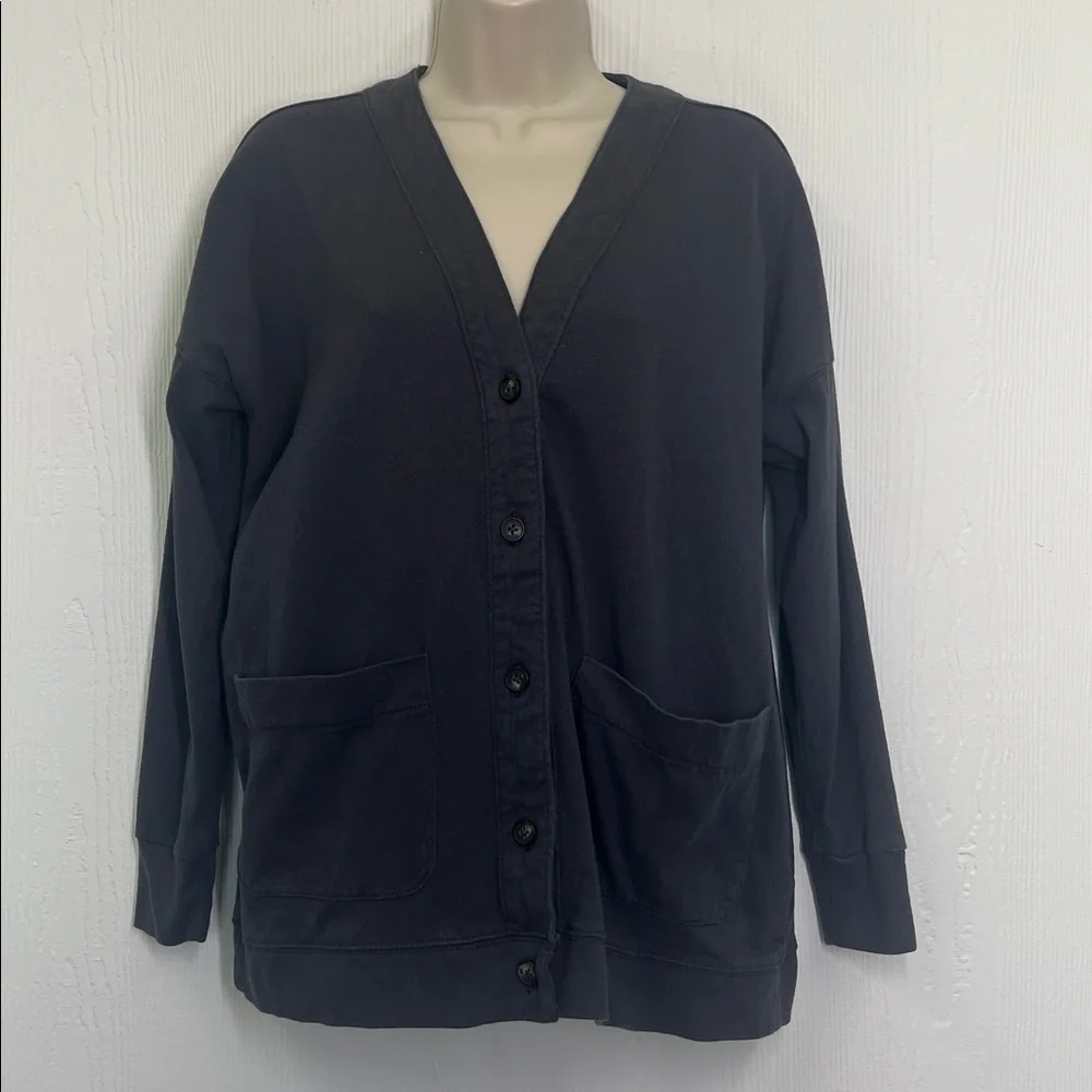 Madewell - Gun Metal Button Down 2 Pocket Lightweight Long Sleeve Cardigan SZ XS